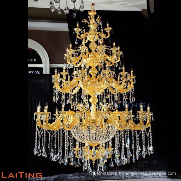 Lustre extra-large de projet d&#39;hôtel de taille avec le pendentif accrochant en cristal superbe de qualité